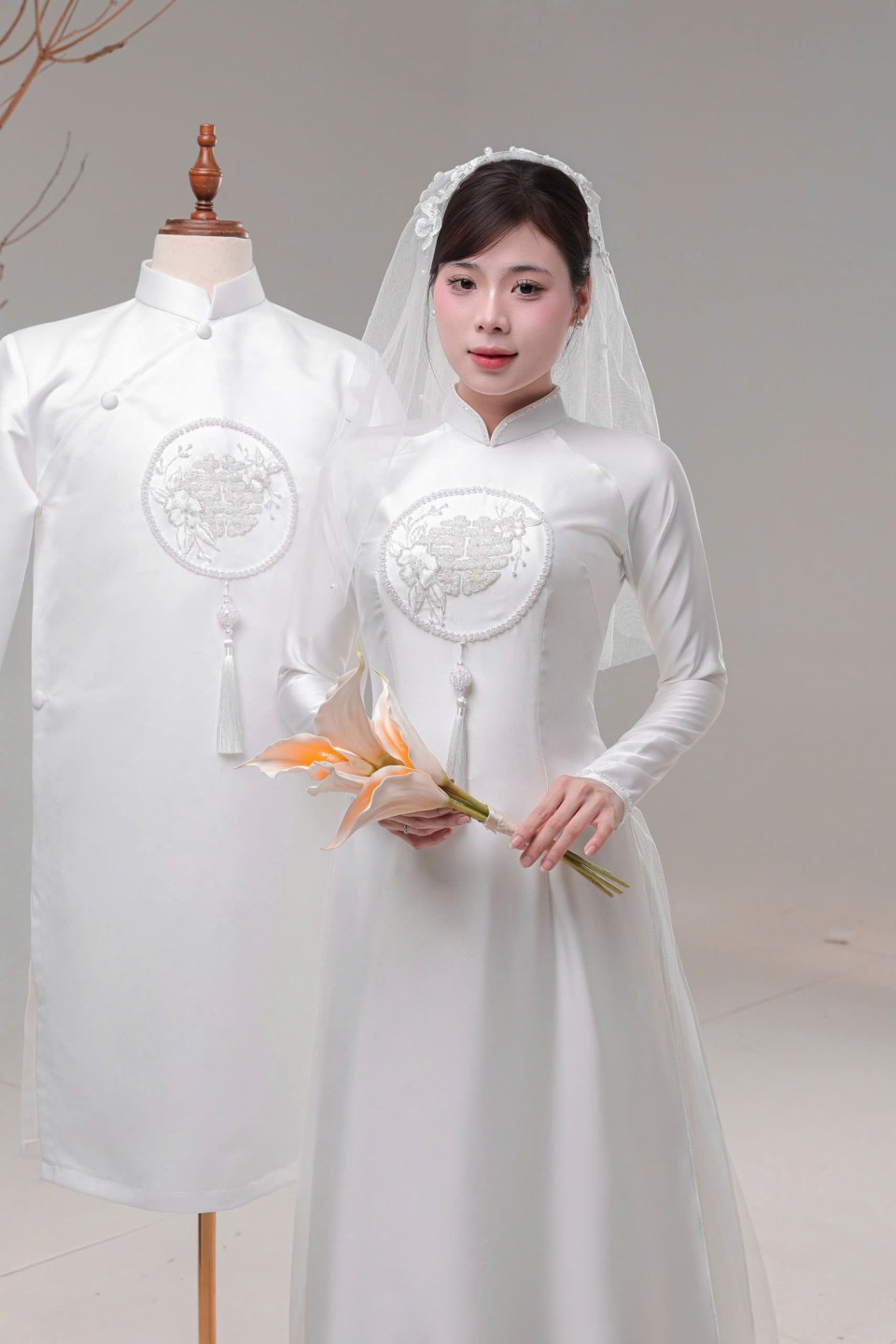 Áo dài cô dâu chú rể 02